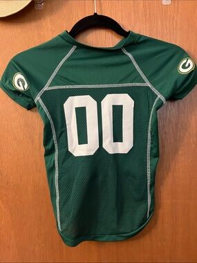 Hunter Green Dog Football Jersey with White Number 00 XL